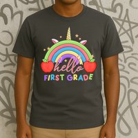 Hello First Grade Rainbow Back To School T-Shirt