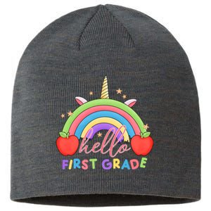 Hello First Grade Rainbow Back To School Sustainable Beanie