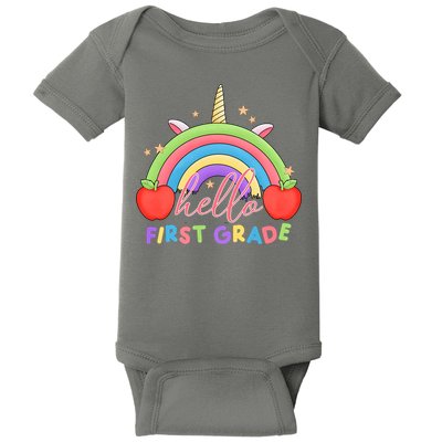 Hello First Grade Rainbow Back To School Baby Bodysuit