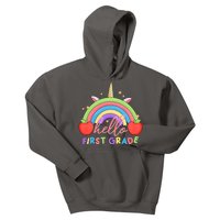 Hello First Grade Rainbow Back To School Kids Hoodie