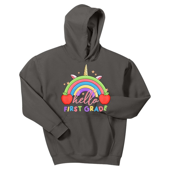 Hello First Grade Rainbow Back To School Kids Hoodie