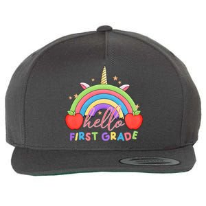 Hello First Grade Rainbow Back To School Wool Snapback Cap