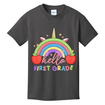 Hello First Grade Rainbow Back To School Kids T-Shirt