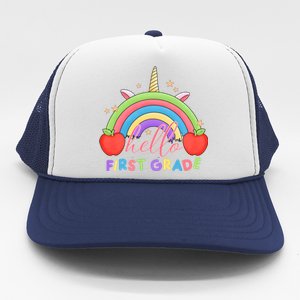 Hello First Grade Rainbow Back To School Trucker Hat