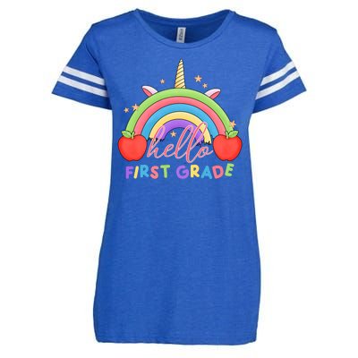 Hello First Grade Rainbow Back To School Enza Ladies Jersey Football T-Shirt