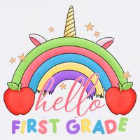 Hello First Grade Rainbow Back To School Garment-Dyed Sweatshirt