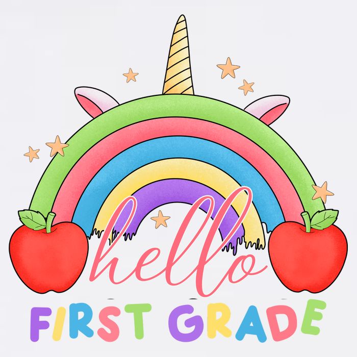 Hello First Grade Rainbow Back To School Garment-Dyed Sweatshirt