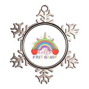 Hello First Grade Rainbow Back To School Metallic Star Ornament