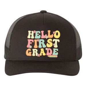 Hello First Grade Team 1st Grade Teacher Girl Back To School Yupoong Adult 5-Panel Trucker Hat