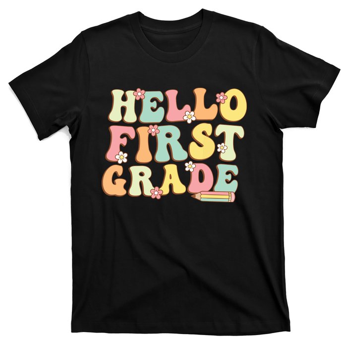 Hello First Grade Team 1st Grade Teacher Girl Back To School T-Shirt