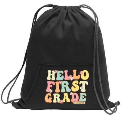 Hello First Grade Team 1st Grade Teacher Girl Back To School Sweatshirt Cinch Pack Bag