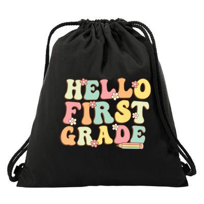 Hello First Grade Team 1st Grade Teacher Girl Back To School Drawstring Bag