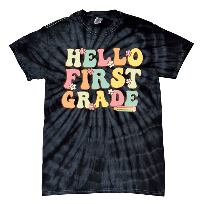 Hello First Grade Team 1st Grade Teacher Girl Back To School Tie-Dye T-Shirt