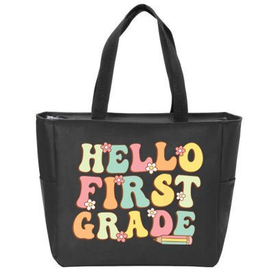 Hello First Grade Team 1st Grade Teacher Girl Back To School Zip Tote Bag