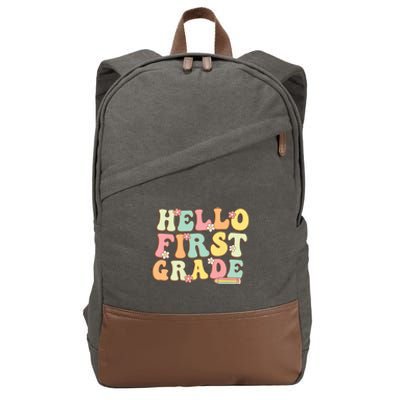 Hello First Grade Team 1st Grade Teacher Girl Back To School Cotton Canvas Backpack