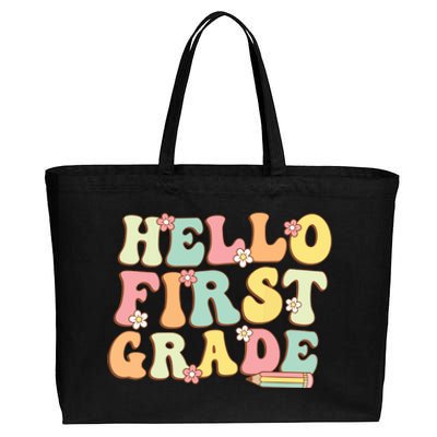 Hello First Grade Team 1st Grade Teacher Girl Back To School Cotton Canvas Jumbo Tote