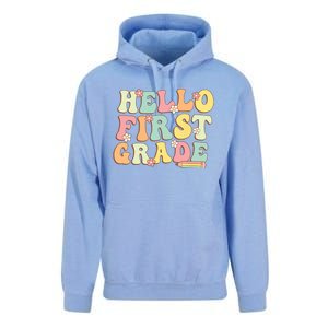 Hello First Grade Team 1st Grade Teacher Girl Back To School Unisex Surf Hoodie