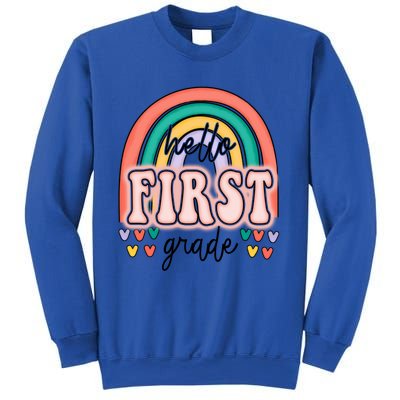 Hello First Grade Teacher Rainbow For Welcome Back To School Gift Sweatshirt