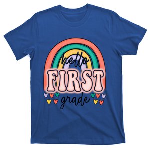 Hello First Grade Teacher Rainbow For Welcome Back To School Gift T-Shirt