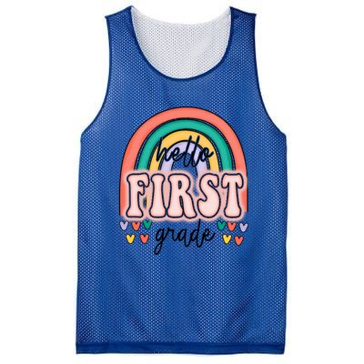 Hello First Grade Teacher Rainbow For Welcome Back To School Gift Mesh Reversible Basketball Jersey Tank