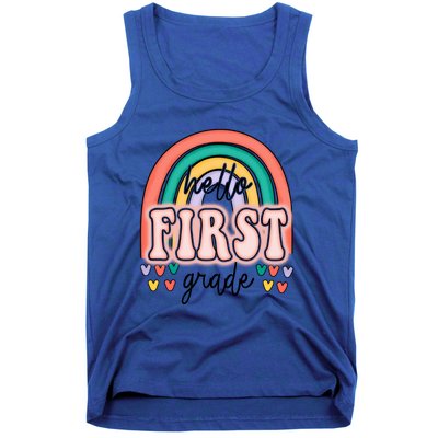 Hello First Grade Teacher Rainbow For Welcome Back To School Gift Tank Top