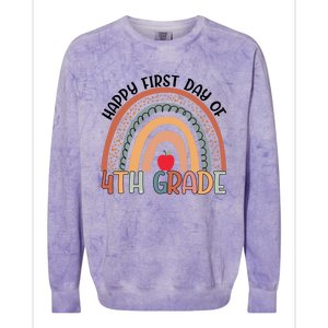 Hello Fourth Grade Rainbow First Day Of 4Th Grade Teacher Gift Colorblast Crewneck Sweatshirt