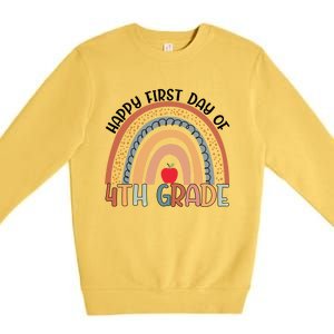 Hello Fourth Grade Rainbow First Day Of 4Th Grade Teacher Gift Premium Crewneck Sweatshirt