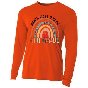 Hello Fourth Grade Rainbow First Day Of 4Th Grade Teacher Gift Cooling Performance Long Sleeve Crew