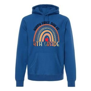 Hello Fourth Grade Rainbow First Day Of 4Th Grade Teacher Gift Premium Hoodie