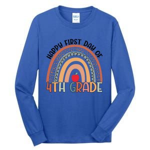 Hello Fourth Grade Rainbow First Day Of 4Th Grade Teacher Gift Tall Long Sleeve T-Shirt