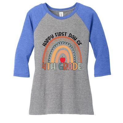 Hello Fourth Grade Rainbow First Day Of 4Th Grade Teacher Gift Women's Tri-Blend 3/4-Sleeve Raglan Shirt