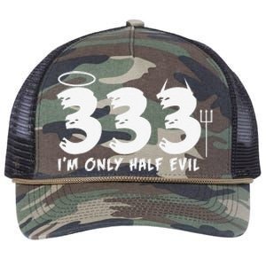 Halloween Funny Gift 333 Im Only Half Evil Retro Rope Trucker Hat Cap