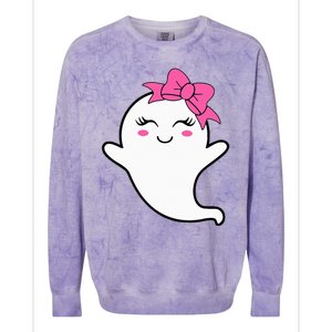 Halloween Funny Ghost With Pink Bow Boo Colorblast Crewneck Sweatshirt