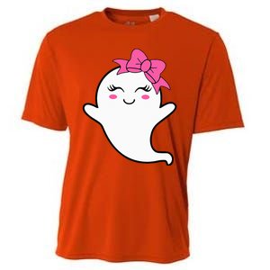 Halloween Funny Ghost With Pink Bow Boo Cooling Performance Crew T-Shirt