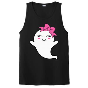 Halloween Funny Ghost With Pink Bow Boo PosiCharge Competitor Tank