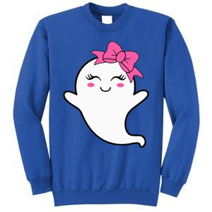 Halloween Funny Ghost With Pink Bow Boo Sweatshirt