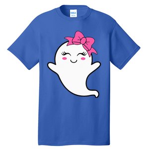 Halloween Funny Ghost With Pink Bow Boo Tall T-Shirt