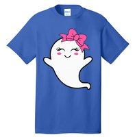 Halloween Funny Ghost With Pink Bow Boo Tall T-Shirt