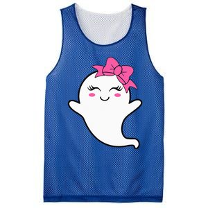 Halloween Funny Ghost With Pink Bow Boo Mesh Reversible Basketball Jersey Tank