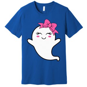 Halloween Funny Ghost With Pink Bow Boo Premium T-Shirt