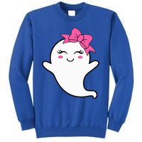 Halloween Funny Ghost With Pink Bow Boo Tall Sweatshirt