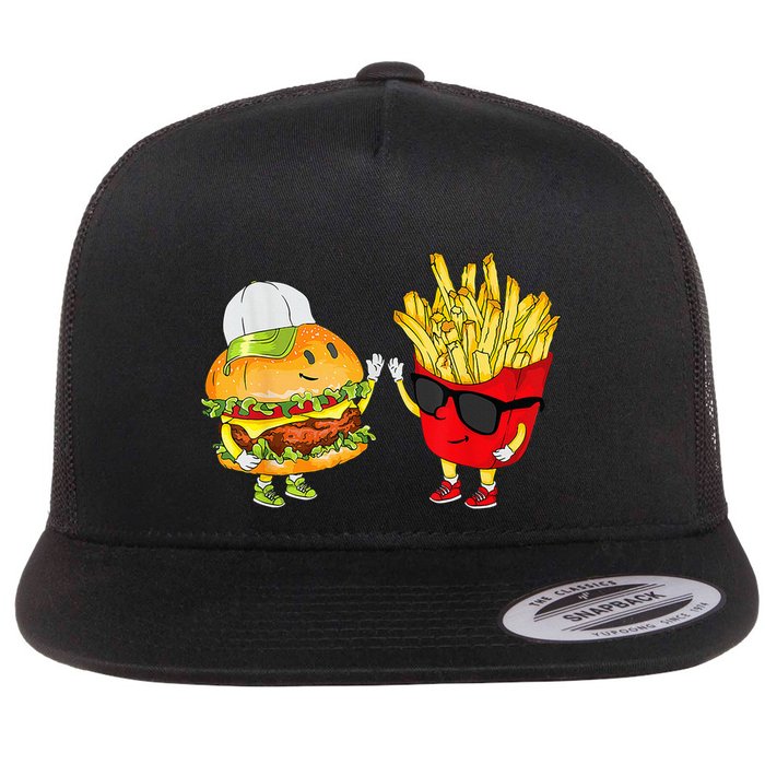 Hamburger Fries High Five Cool Fun Combo Snacks Flat Bill Trucker Hat