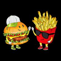 Hamburger Fries High Five Cool Fun Combo Snacks Flat Bill Trucker Hat