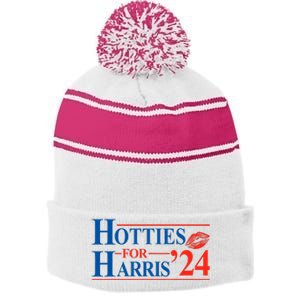 Hotties For Harris Kamala Harris For President 2024 Stripe Pom Pom Beanie