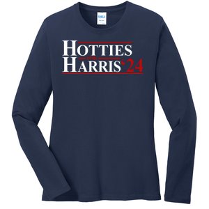 Hotties For Harris 2024 Funny Politcal Election Ladies Long Sleeve Shirt