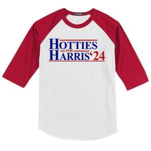 Hotties For Harris 2024 Funny Politcal Election Kids Colorblock Raglan Jersey