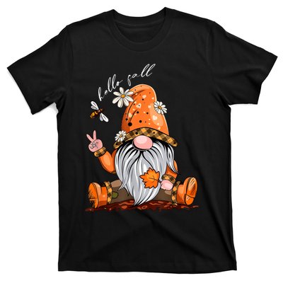 Hello Fall Happy Thanksgiving Gnome Pumpkin Fall Season T-Shirt