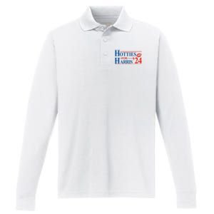 Hotties For Harris Kamala Harris For President 2024 Performance Long Sleeve Polo