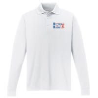 Hotties For Harris Kamala Harris For President 2024 Performance Long Sleeve Polo