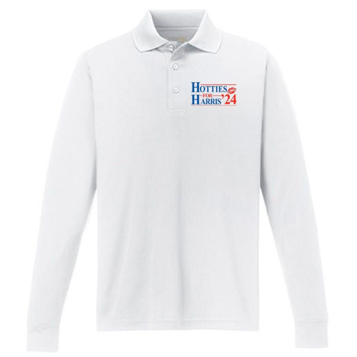 Hotties For Harris Kamala Harris For President 2024 Performance Long Sleeve Polo